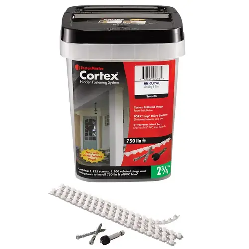 Trim Screws with Plugs Cortex No. 8 X 2-3/4" L Star Trim Head Smooth