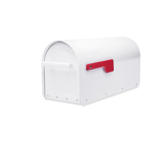 Architectural Mailboxes 5560W-R-10 Mailbox Sequoia Modern Galvanized Steel Post Mount White Powder Coated