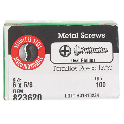 Sheet Metal Screws No. 6 X 5/8" L Phillips Flat Head Silver