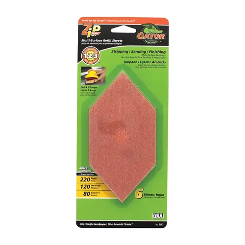 Sanding Sheet Zip Sander 6" L X 3" W 80/120/220 Grit Aluminum Oxide