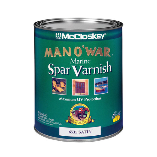 Man O'War 80- Series 080.000.005 Marine Spar Varnish, Satin, 1 qt - pack of 4