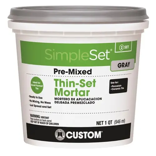 Custom Building Products CTTSGQT SimpleSet Quart Gray Pre-Mixed Thin-Set Mortar