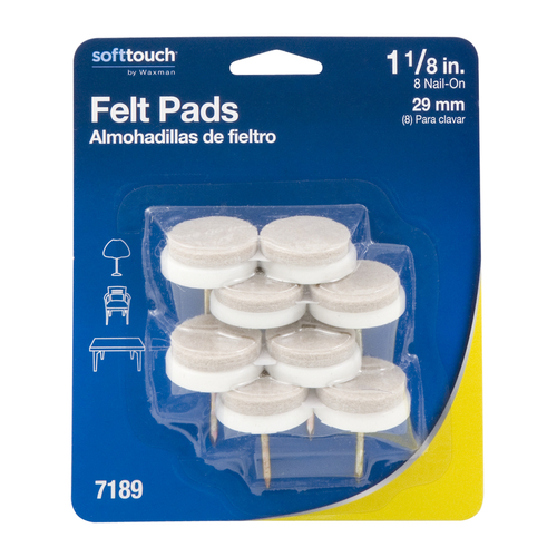 Softtouch 4718995N Protective Pad Felt Self Adhesive White Round 1-1/8" W X 1-1/8" L White