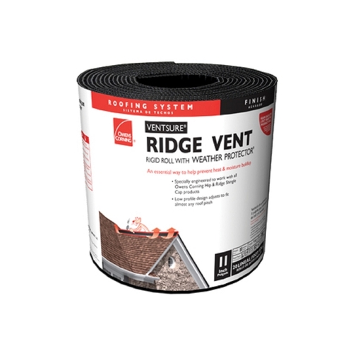 Continuous Unfiltered Ridge Vent Ventsure 11.25" W X 240 L Black Plastic Black