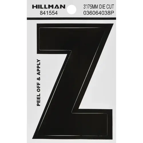 Letter 3" Black Vinyl Self-Adhesive Z Glossy