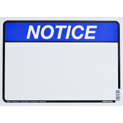 Sign English White Notice 10" H X 14" W