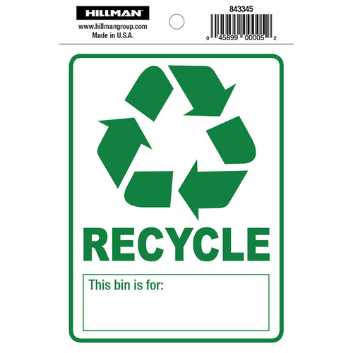 Decal English White Recycle 6" H X 4" W - pack of 6