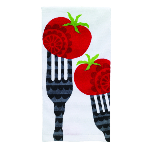 T-fal 12453-XCP6 Kitchen Towel Multicolored Cotton Fork/Tomato Multicolored - pack of 6