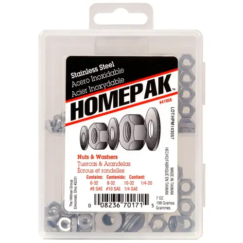 Nuts and Washers Kit Assorted in. Stainless Steel SAE