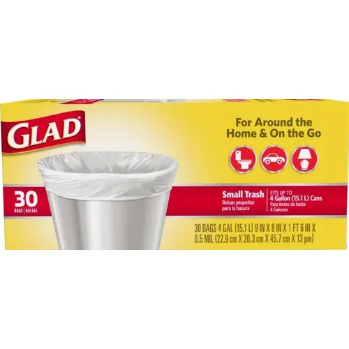 Glad Flat Top Small 4 Gallon 6/30ct