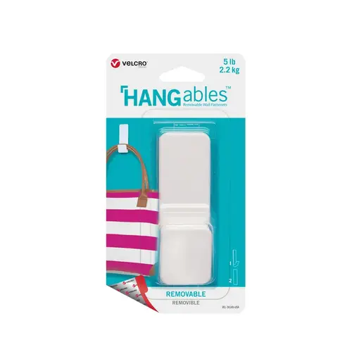 VELCRO Brand VEL-30140-USA Hangables 5 Lb. Capacity White Removable Large Hook