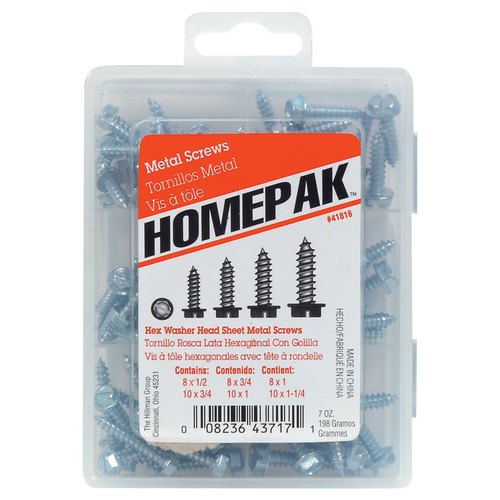 Sheet Metal Screw Kit Assorted in. S Slotted Hex Head