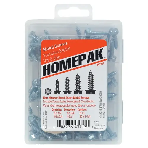 Sheet Metal Screw Kit Assorted in. S Slotted Hex Head