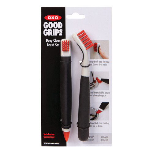 Deep Clean Brush Set Good Grips 1" W Plastic/Rubber Handle Orange / Black