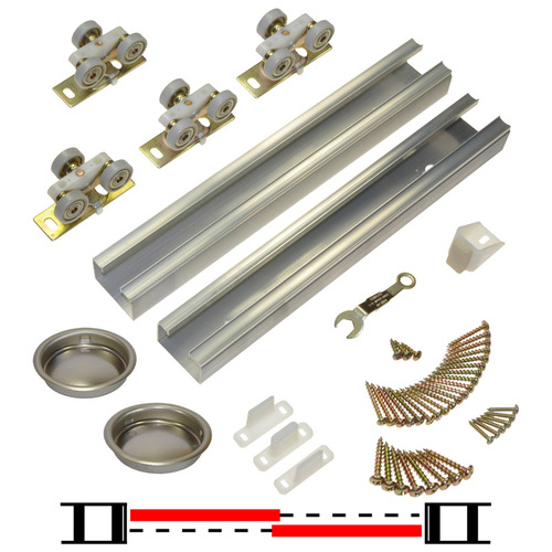 Johnson Hardware 100482DR ByPass Door Hardware Set Aluminum