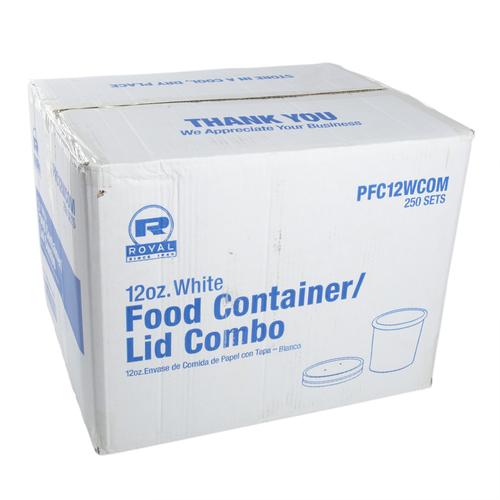 ROYAL PFC12WCOM 12OZ WHITE PAPER FOOD CONTAINER WITH LID