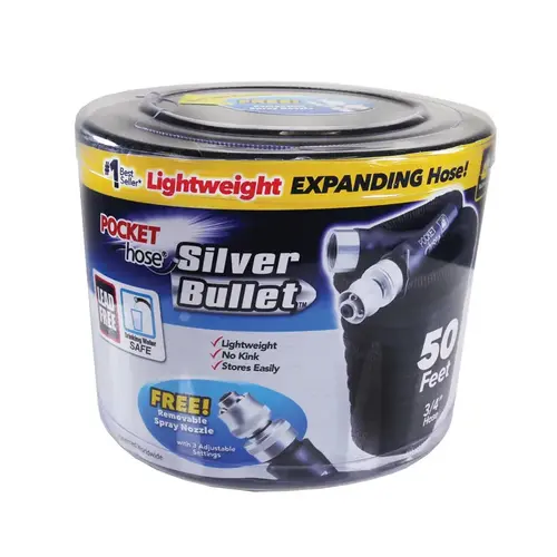 Lightweight Garden Hose Silver Bullet 3/4" D X 50 ft. L Expandable Black Black