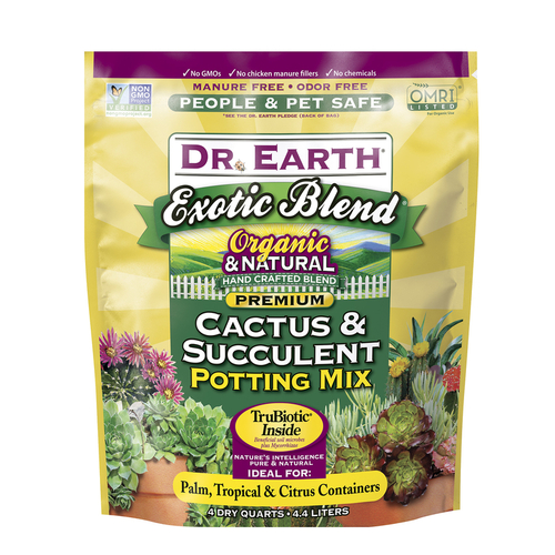 Dr. Earth 815 Potting Mix Exotic Blend Organic Cacti and Succulent 4 qt