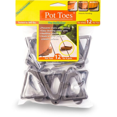Pot Toes 0.5" H Gray Plastic Gray