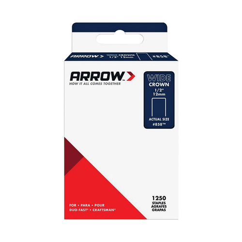 Arrow 858SP Standard Staples #858 1/2" W X 1/2" L 18 Ga. Wide Crown Gray