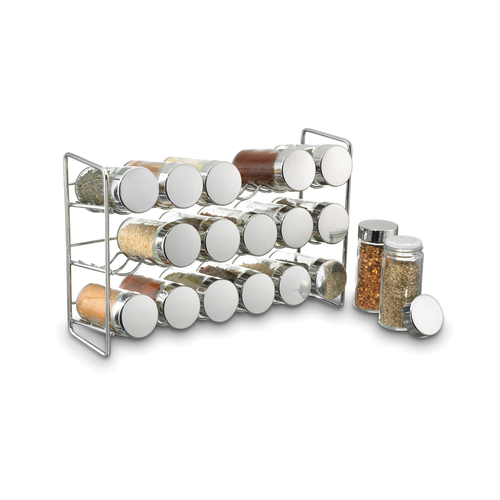 3 Tier Spice Rack 7.5" H X 11" W X 3.5" D Silver Silver