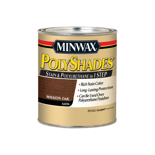 Stain/Polyurethane Finish PolyShades Semi-Transparent Satin Mission Oak Oil-Based 1 qt Mission Oak