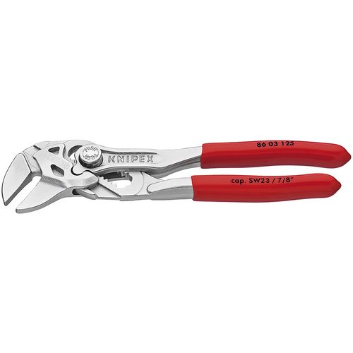 Knipex 86 03 125 SBA Mini Pliers Wrench 5" Chrome Vanadium Steel Smooth Jaw Red