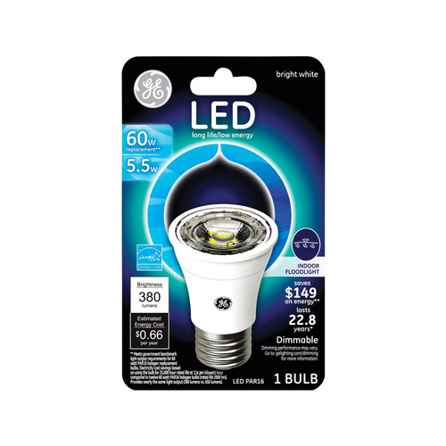 LED Bulb PAR16 E26 (Medium) Bright White 60 W Clear