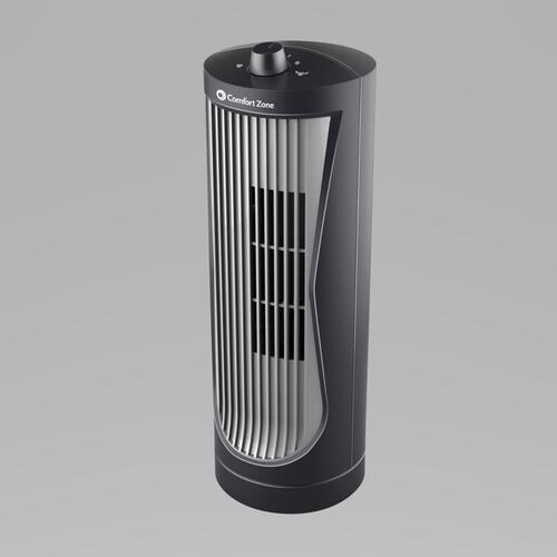 Tower Fan 12" H 2 speed Oscillating Black/Silver