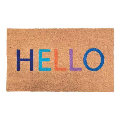 J & M Home Fashions 4412 Door Mat 30 L X 18 W Multi-color HELLO Coir Multi-color