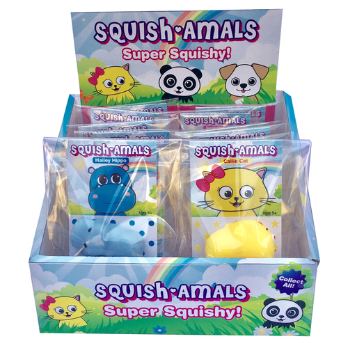 Zorbitz 2489-XCP24 Squishy Toy Animals Squish-Amals Rubber - pack of 24