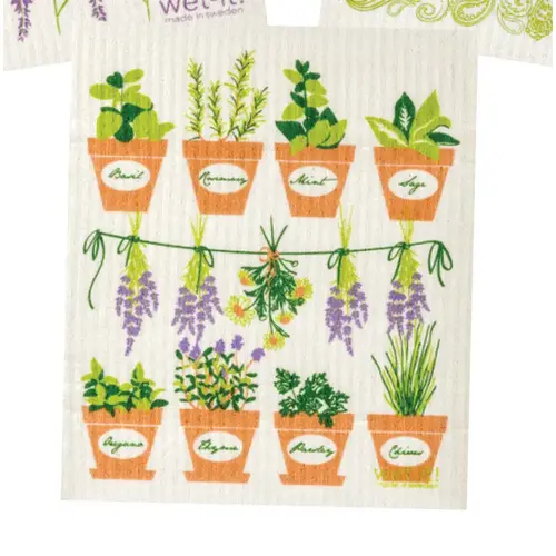 Dish Cloth Multicolored Cotton Fresh Herbs Multicolored