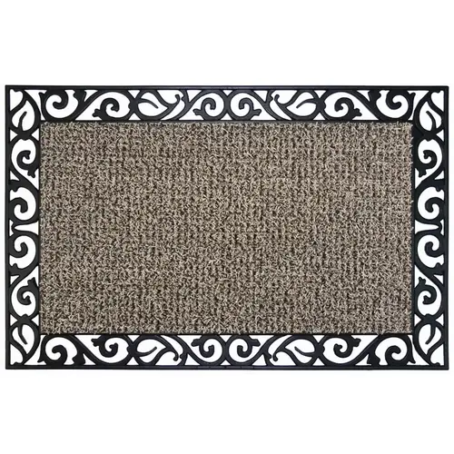 GrassWorx 10374067 Door Mat Clean Machine 18" L X 30" W Taupe Wrought Iron Indoor and Outdoor AstroTurf Nonslip Taupe