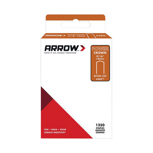 Arrow 589SP Standard Staples #589 3/8" W X 9/16" L 18 Ga. Power Crown Gray