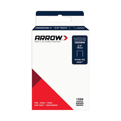 Arrow 856SP Standard Staples #856 1/2" W X 3/8" L 18 Ga. Wide Crown Gray