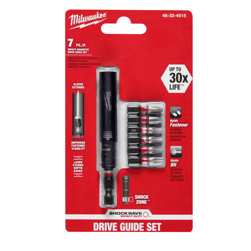 Milwaukee 48-32-4515 Magnetic Drive Guide and Bit Set Shockwave Assorted 3" L Alloy Steel