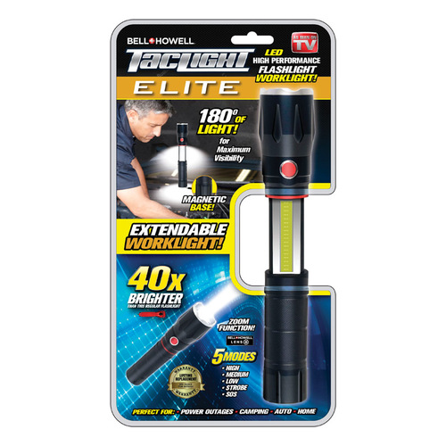 Extendable Flashlight Worklight As Seen On TV Black LED AAA Battery Black