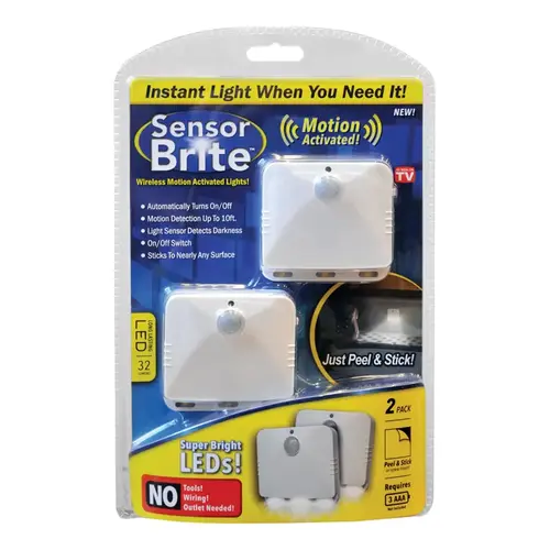 Sensor Brite SBL-MC6B Night Light w/Sensor As Seen On TV Automatic Battery Powered LED White Pair
