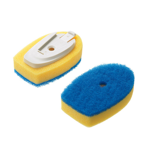 Soap Squirting Plastic Mesh Scrub Good Grips 1" W Medium Bristle Plastic/Rubber Handle Blue/Yellow Pair