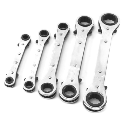 Ratcheting Box Wrench Set 6 and 12 Point SAE Silver