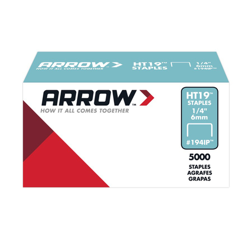 Arrow 194IP Staples HT19 3/8" W X 1/4" L 18 Ga. Flat Crown Gray