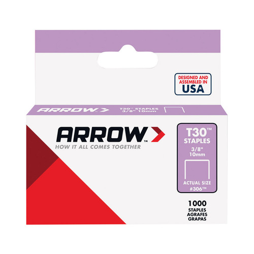 Arrow 306 Thin Wire Staples T30 3/8" W X 3/8" L 22 Ga. N Crown Gray