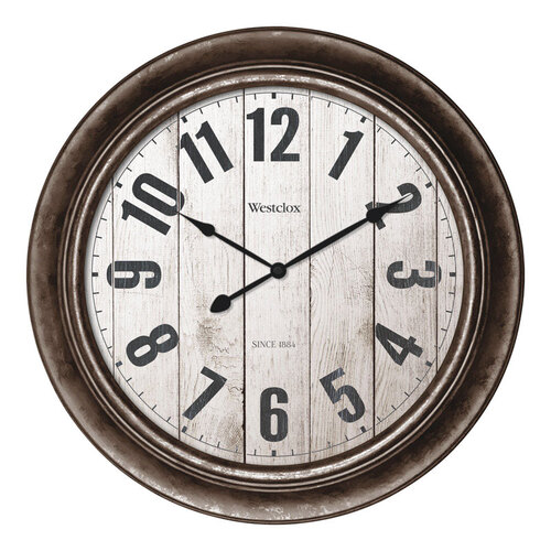 Westclox 32931AW Wall Clock 15-1/2" L X 15-1/2" W Indoor Classic Analog Glass/Plastic Brown Brown