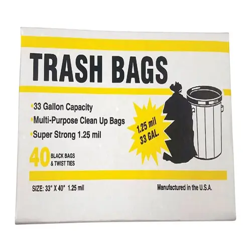 Primrose Plastics 33400 Trash Bags 33 gal Twist Ties Black