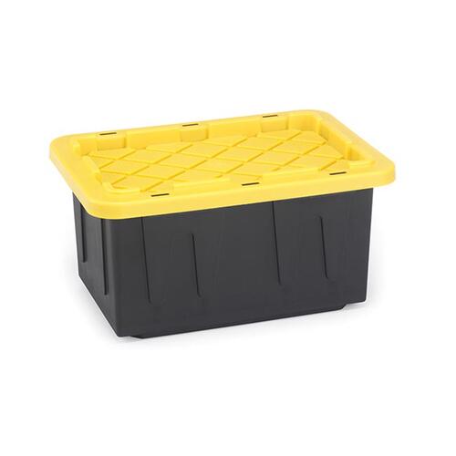 Homz 4415BKYL.06-XCP6 Storage Tote Durabilt 12-1/4" H X 26" W X 17-3/4" D Stackable Black/Yellow - pack of 6