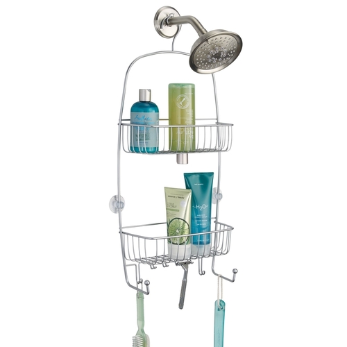 IDesign 02846 Shower Caddy Raphael 26 H X 4 75 W X 12 5 L Silver Silver   6032289 A.eps High 