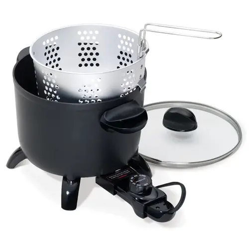 Kitchen Kettle Series Multi-Cooker/Steamer, 6 qt Capacity Black/Silver