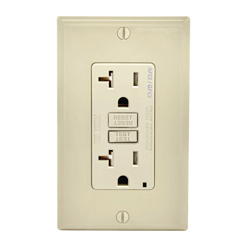 AFCI/GFCI Dual Function Outlet SmartlockPro 20 amps 125 V Duplex Light Almond 5-20R Light Almond