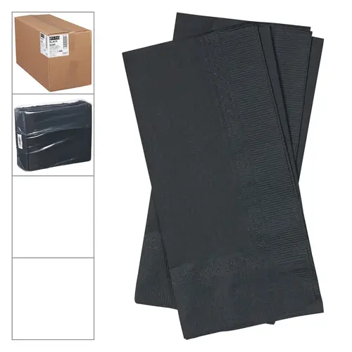 LAPACO 511-113 Lapaco 2 Ply Black Dinner Napkin, 1000 Each
