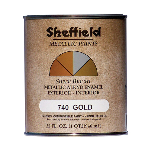 SHEFFIELD 5740 Metallic Paint Gloss Gold Medium Base Exterior and Interior 1 qt Gold